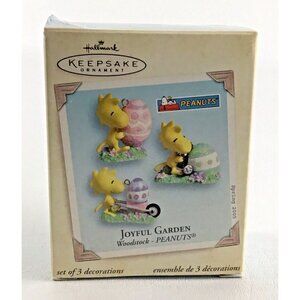 Hallmark Easter Ornament Peanuts Gang Joyful Garden 3 Set Woodstock Vintage 2005